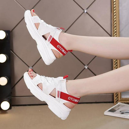 Women's Summer Light-soled Sports Sandals Flat High Elastic Surface Sandals Thick-soled Flying Weaver Women Shoes