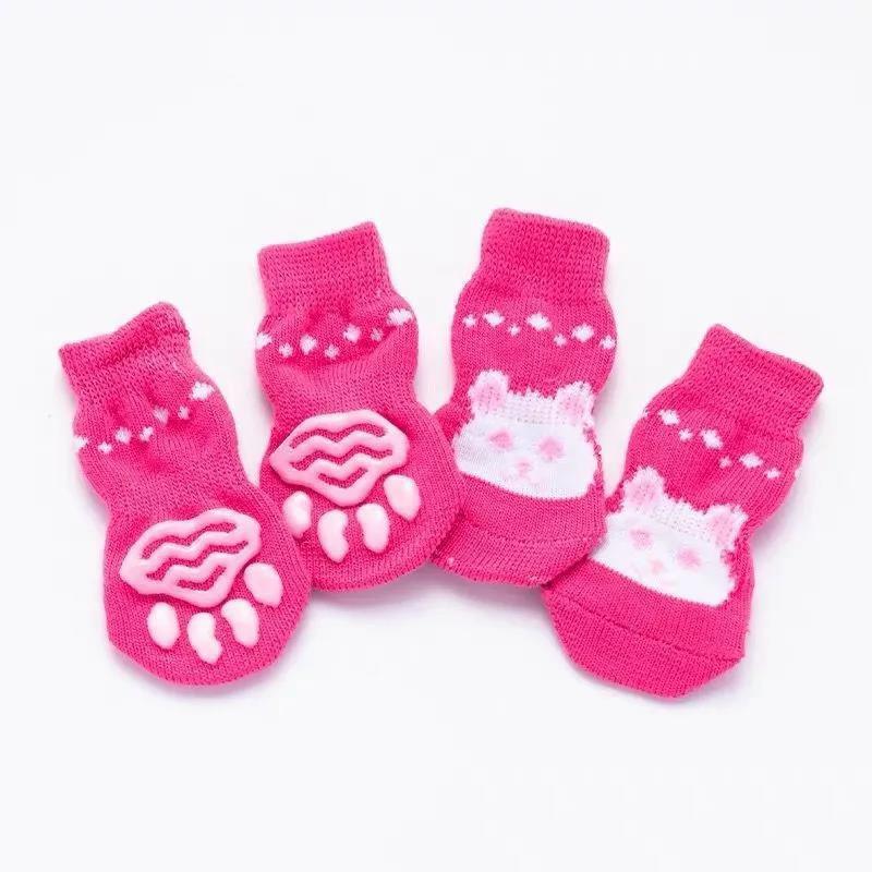 4 Packs of Dog Socks Anti-scratch Anti-dirty Non-slip Foot Cover Teacup Dog Teddy Cat Shoes Pet Dog Shoes Socks Comfy Walking Shoes Dog Cat Boot Socks