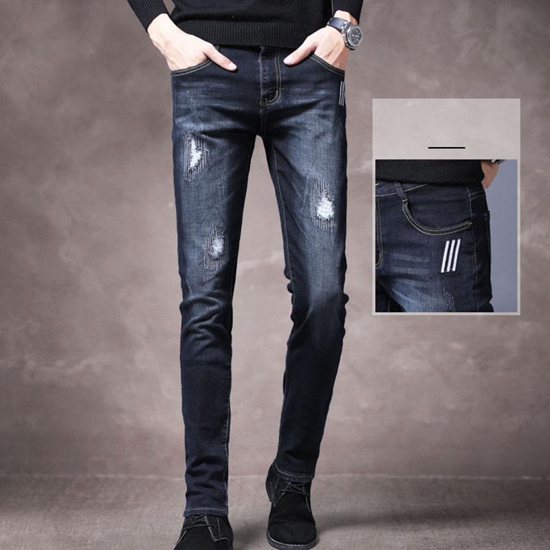 Summer Scratch Men's Jeans Casual Slim Fit Youth Distressed Black Jeans