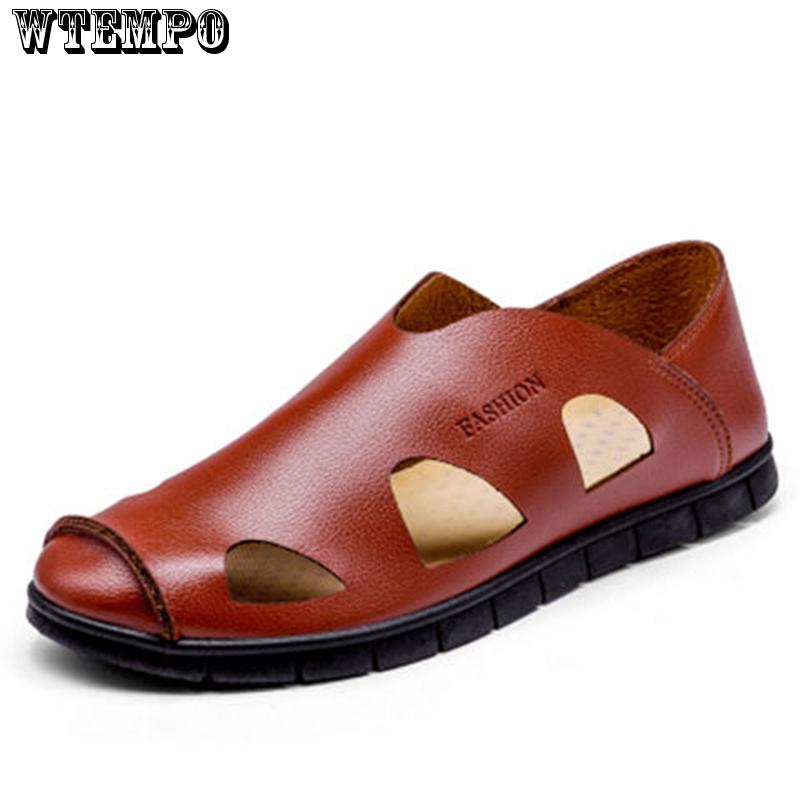 Sandals Summer Men's Quality Shoes Leather Men Sandals Comfortable Slip on Slippers