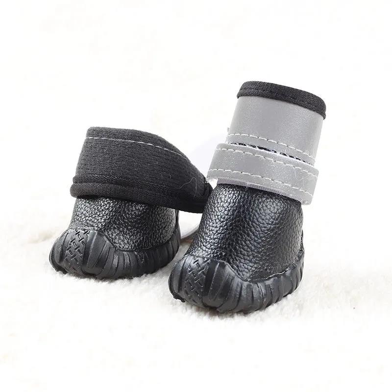 Pet Small Dogs Shoes Autumn and Winter Keep Warm Teddy Bichon A Set of 4 Waterproof and Non-slip Walking Boots Soft Beef Tendon Bottom Snow Boots