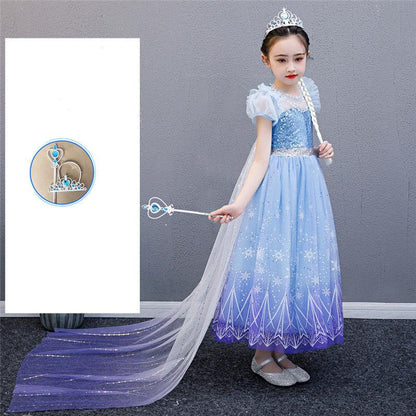 Girls Frozen Dress Aisha Princess Dress Summer Dress Children's Super Western Puffy Tulle Dress