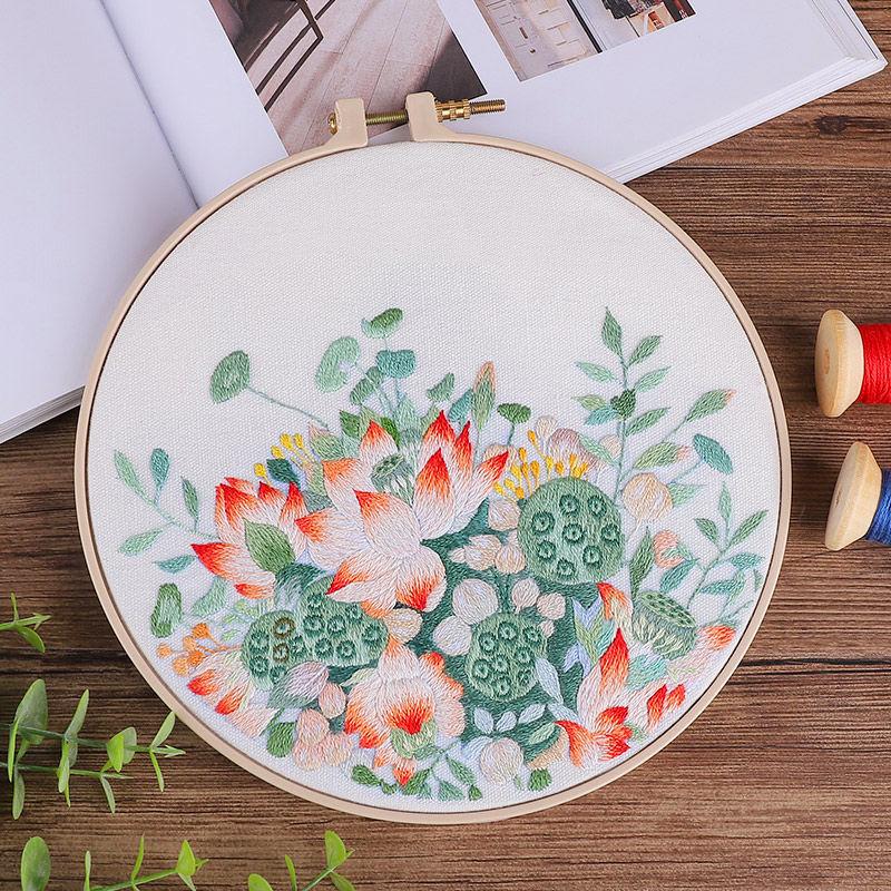 Handmade Creative Lotus Embroidery DIY Novice Material Package European-style Small Three-dimensional Flower 3D Embroidery