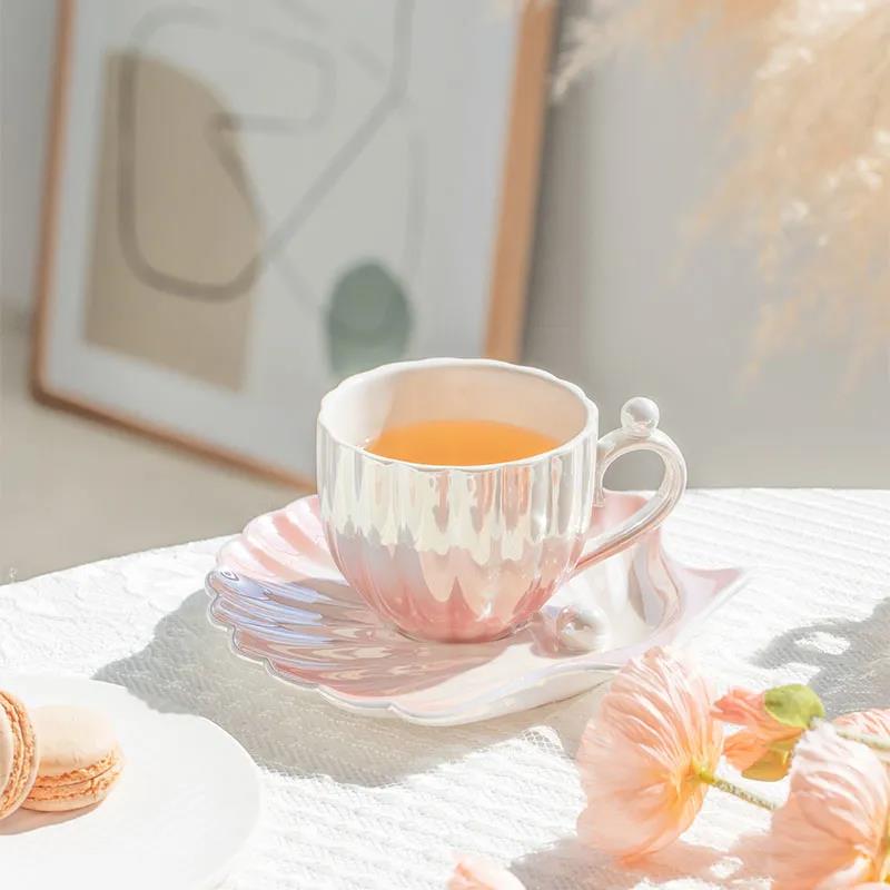 Japanese-style Pearl Shell Mug High-value Coffee Cup Female Summer Afternoon Tea Cup Hospitality Home Water Cup Set