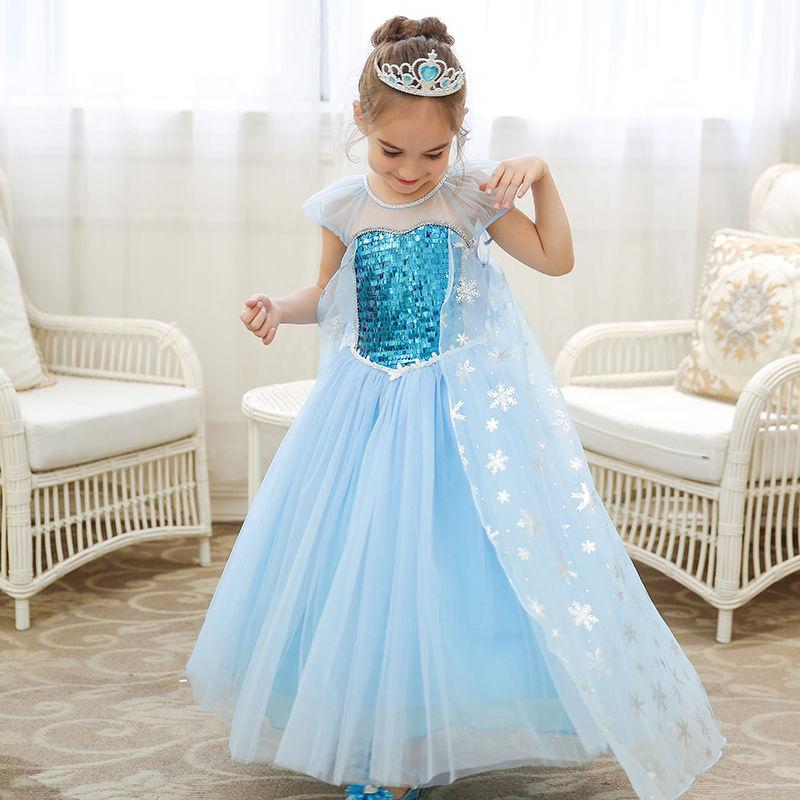 Princess Dress Girls Halloween Party Elsa Dresses Kids Dress Up Children Girls Cosplay Costume Kids Girl Prom Party Clothing