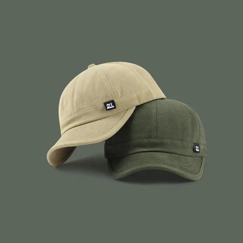 Men's Short-brimmed Soft Top Cap Tide Brand Casual Spring and Autumn Summer Hat Men's Army Green Brushed Baseball Cap