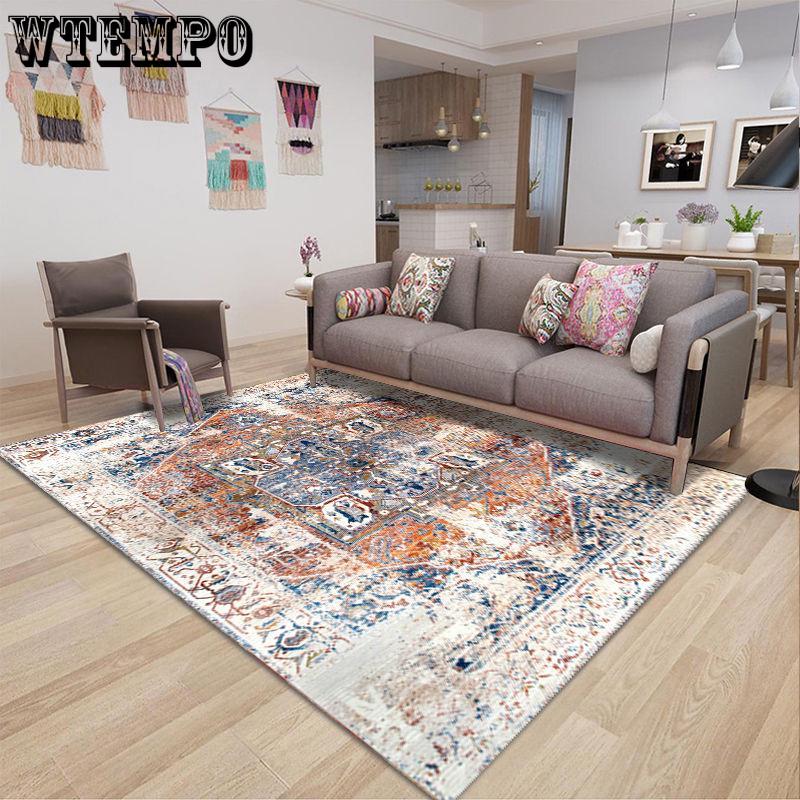 Large Area Rugs Persian Style National Printed Carpets for Living Room Bedroom Anti-Slip Floor Mat