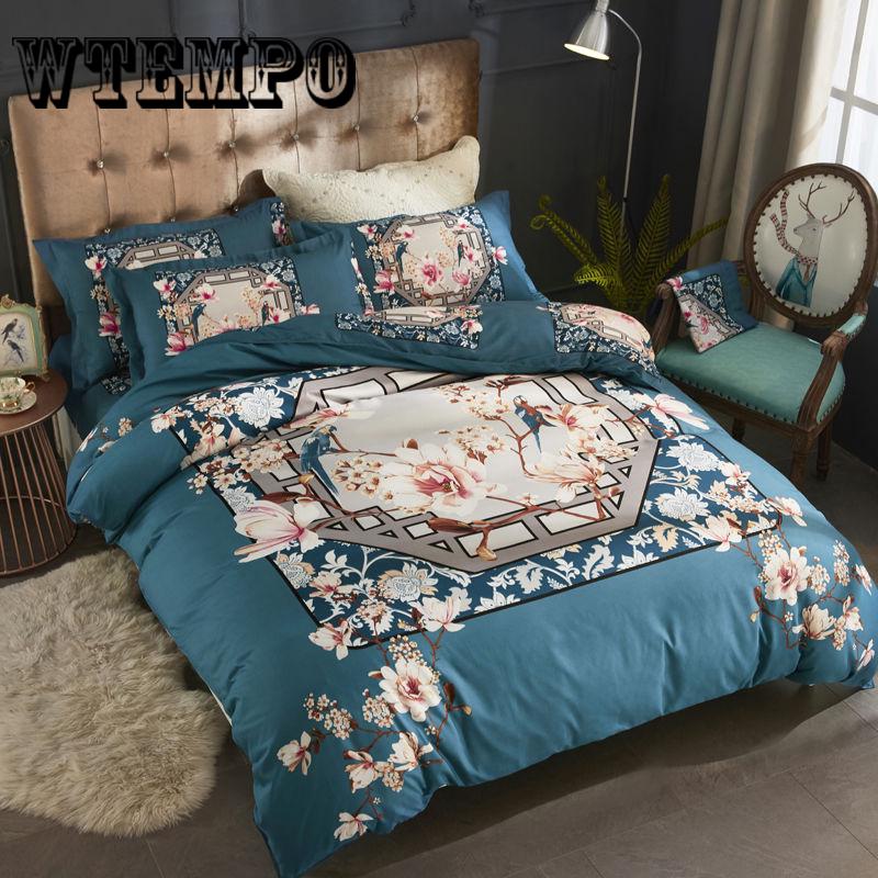 Luxury 3pcs Bedclothes Bedding Set Bedlinen Peony Print Bedding Sets Duvet/Quilt Cover Set