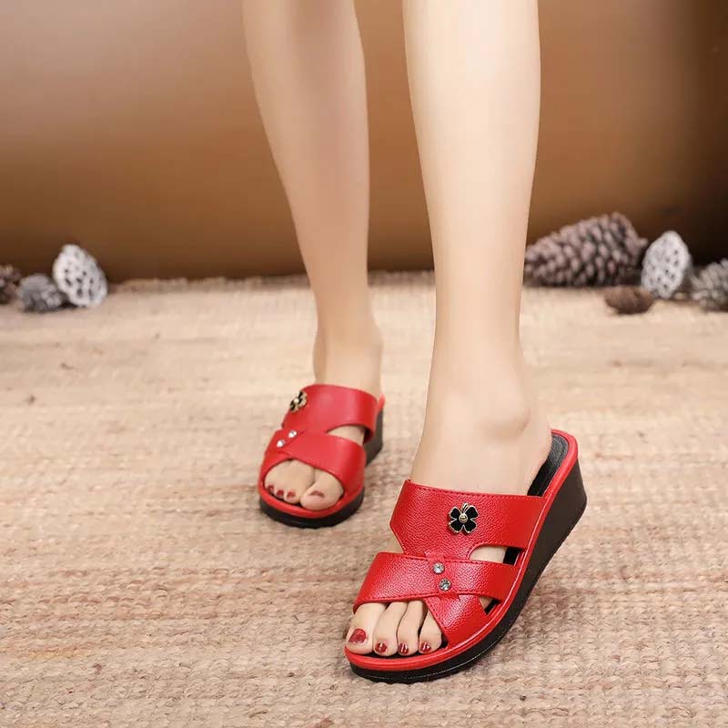 Sandals and Slippers for Women Rhinestones Fish Mouth High Heel Wedge Summer Shoes Non-slip Thick-soled Slippers Comfortable Casual Flip Flops