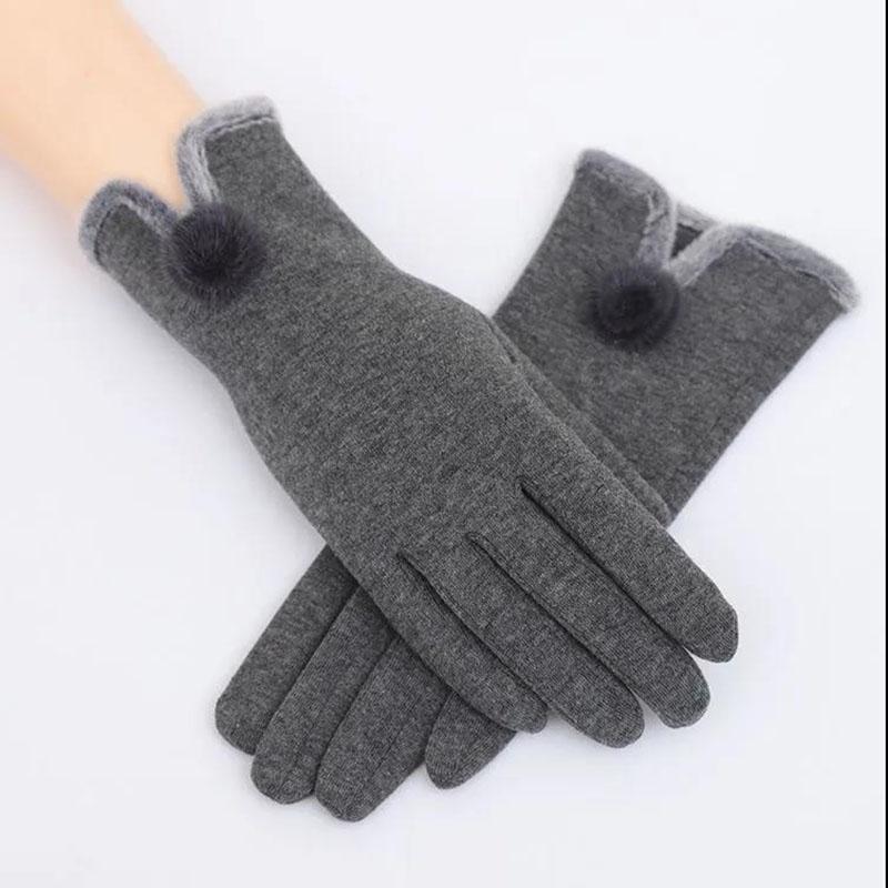 Winter Touch Screen Cotton Gloves Korean Fashion Bow Gloves Windproof and Warm Finger Gloves for Women