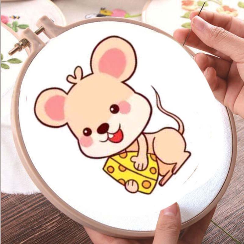 Zodiac Printing Cross Stitch Manual Thread Embroidery Small Picture Children Students Simple Learning Embroidery