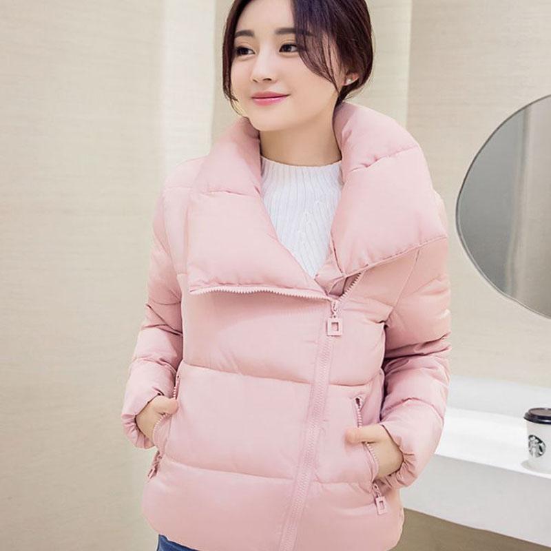 Winter Short Ladies Down Jacket Korean Fashion Loose Thick Large Size Cotton Turtleneck Jacket