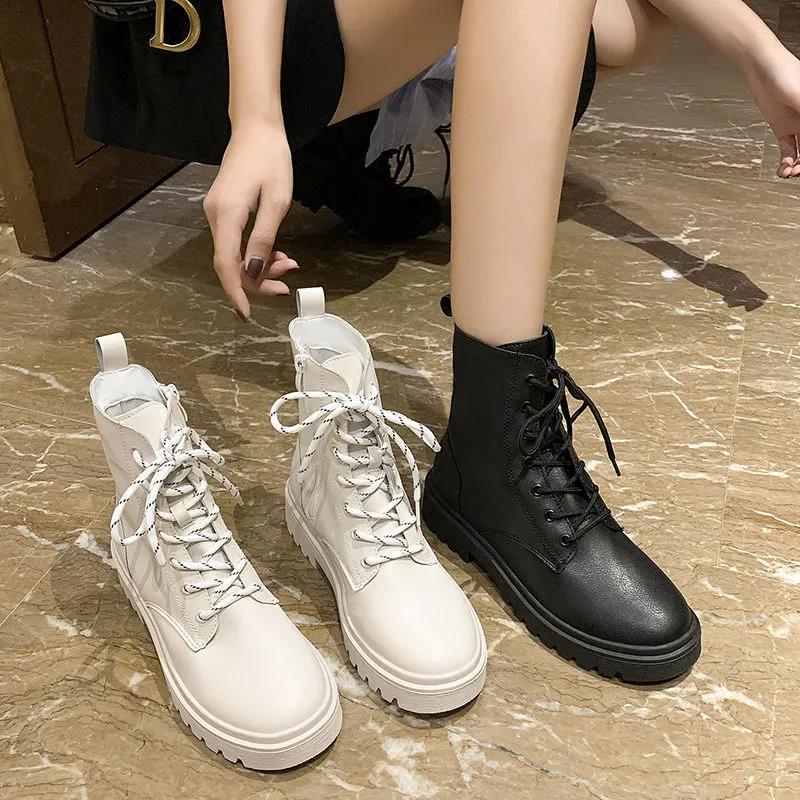 Martin Boots Female British Style Autumn and Winter Side Zipper Short Boots Soft Leather Comfortable All-match Single Boots