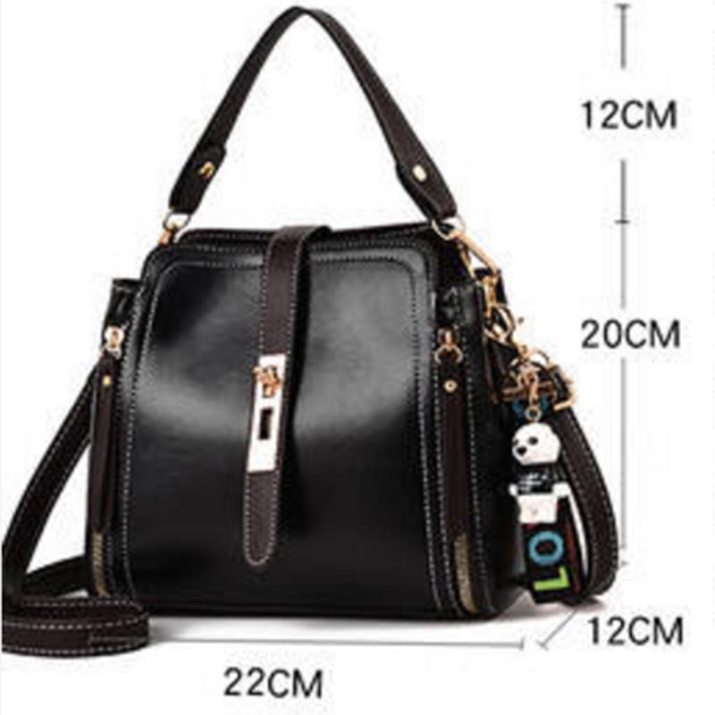 Crossbody Bag Women Red Leather Buckle Pendant Waterproof Large Capacity Shoulder Bags Handbag