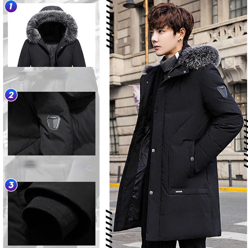 Men's Down Jacket Big Fur Collar Mid-length Korean Winter Jacket Thickened To Keep Warm