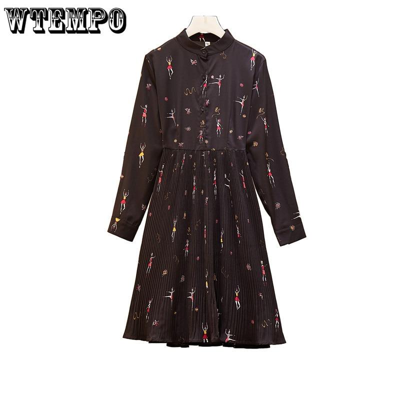 Plus Size Dress Women Midi Shirt Printed Boho Maxi Pleated Dresses Summer Black Loose Blouse High Waist Beach Dress