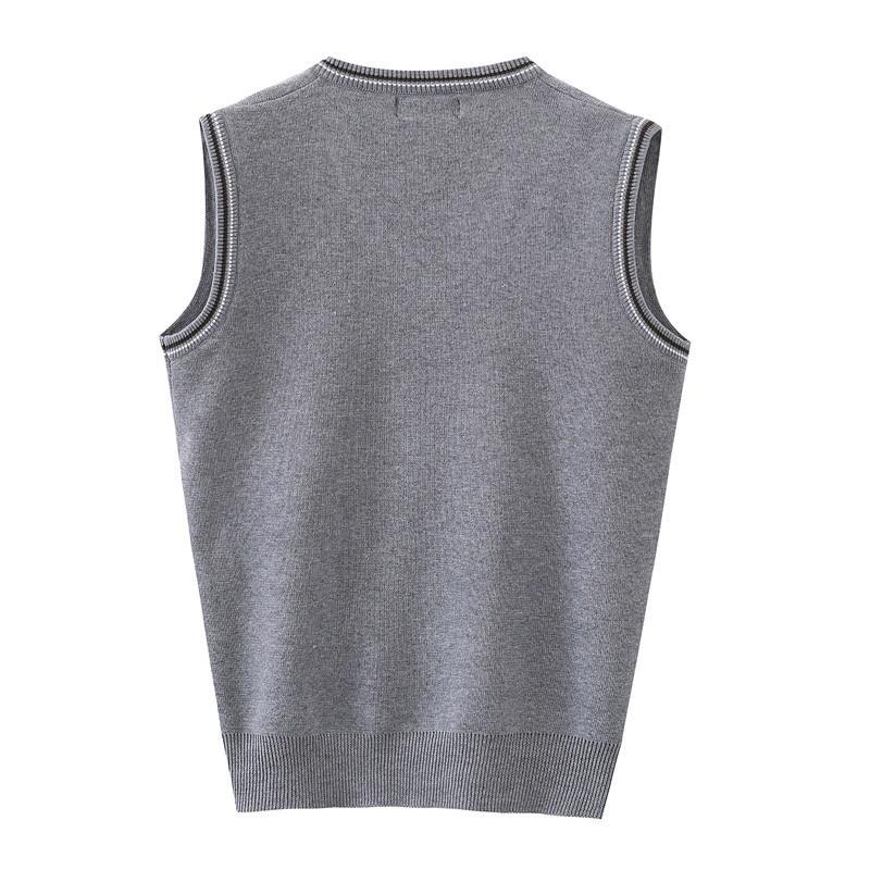 Woolen Vest Middle-aged Men's Tight-fitting Bottoming Knitted Sweater Vest Business Solid Color Set-back Spring and Autumn Clothes