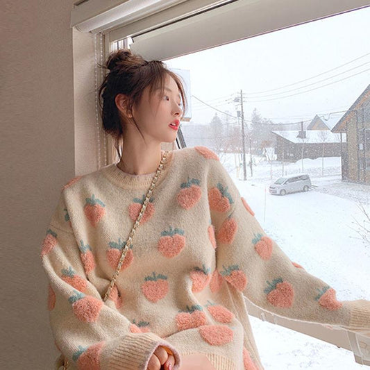 Sweet Japanese Soft Girl Loose and Versatile Thickening Outer Long-sleeved Sweater Women's Fashion Sweater