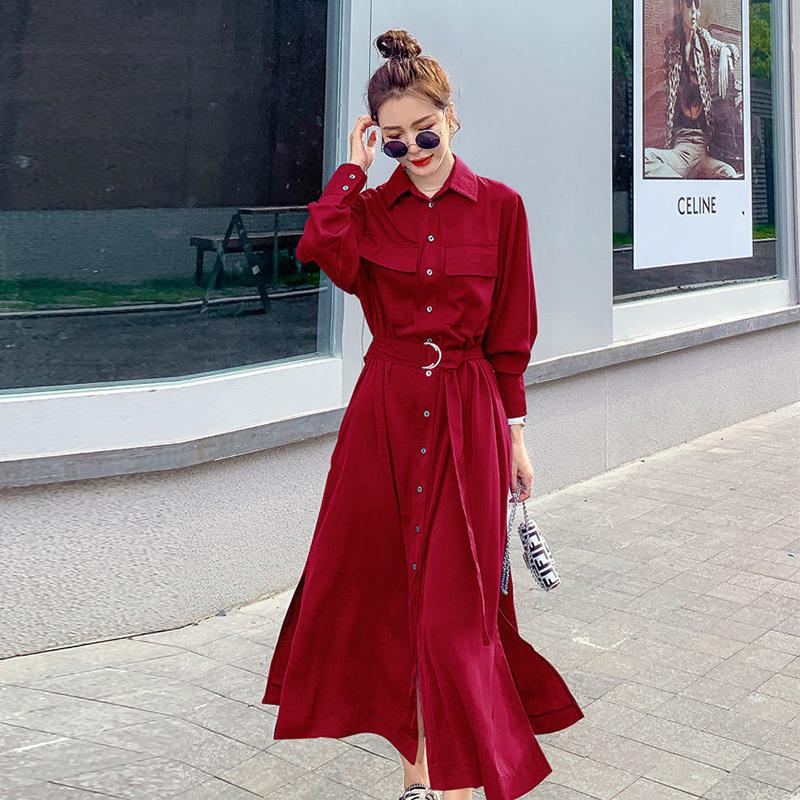 Dress Female Spring and Autumn Dress Long Sleeved Dresses for Women Office Clothing Tops