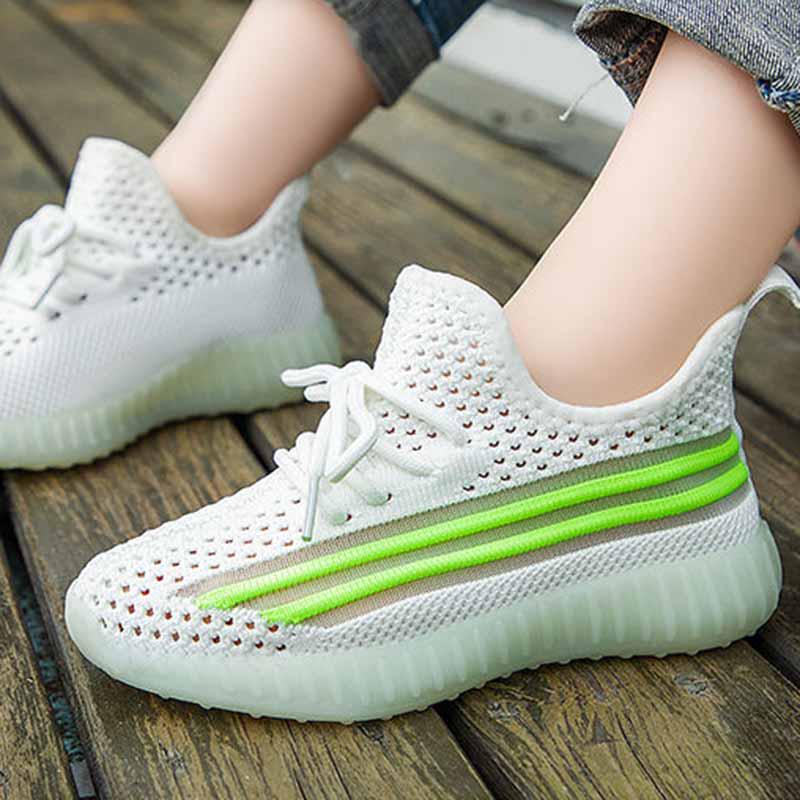 26-37 Child Fluorescence Sneakers Kids Mesh Breathable Non-slip Shockproof Basketball Shoes Lightweight Running Shoes Comfortable Deodorant Girl Shoes