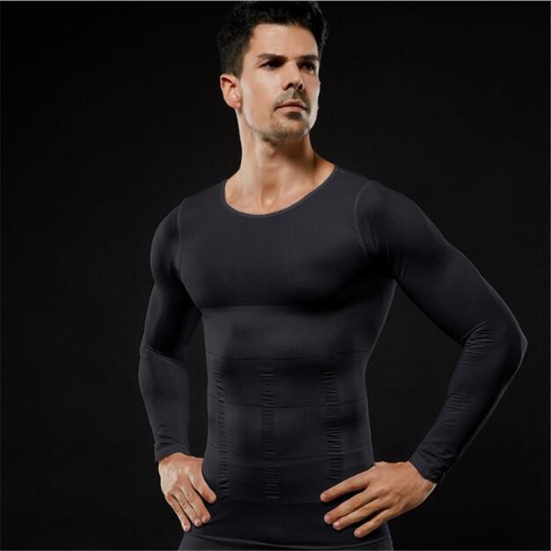 Body Abdomen Waist Slimming Seamless Long-sleeved Men's Corset T-shirt En Sexy Underwear Warm Tights