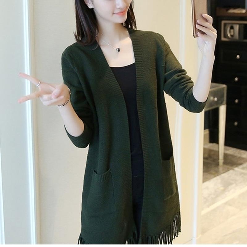 Mid-length Autumn and Winter Coat Casual Long-sleeved Knitted Cardigan Loose Sweater