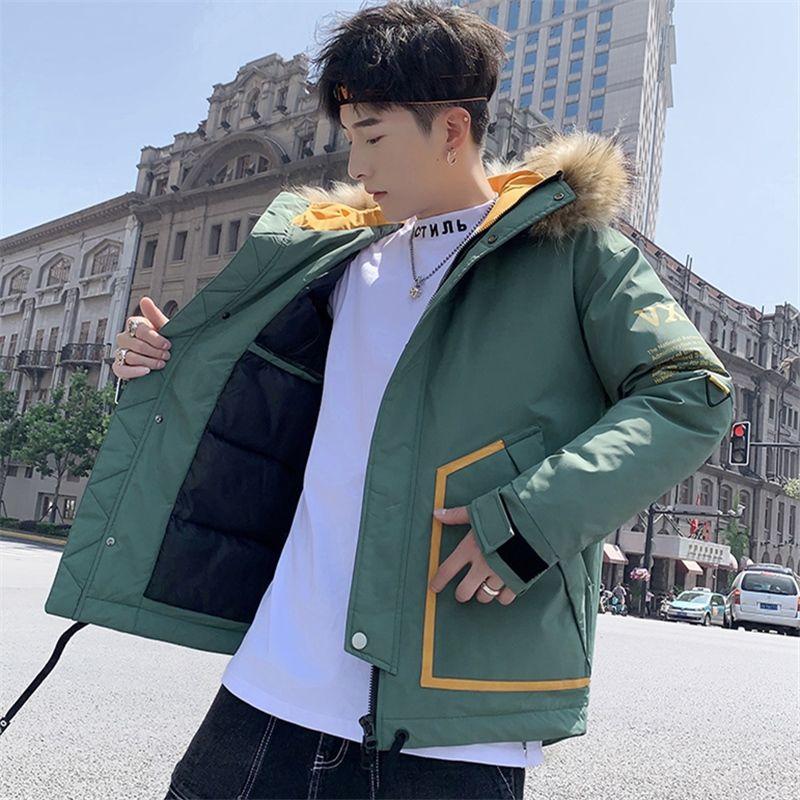 Winter Men's Tooling Cotton-padded Jacket Youth Thick Hooded Jacket Korean Version of Loose Large Size Warm Cotton Jacket