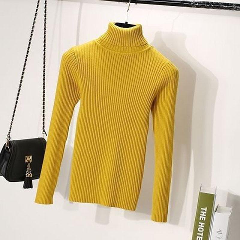 Slim Warm Turtleneck Sweater Autumn and Winter High Collar Thick Sweater Women's Wild Long Sleeves