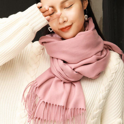 Scarf Women Solid Cashmere Scarves Lady Winter Thicken Warm Soft Pashmina Shawls Wraps