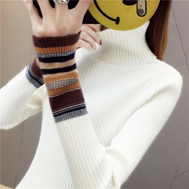 Medium and Long Section High Collar Sweater Winter Knitting Sweaters Large Size Sweater Woman