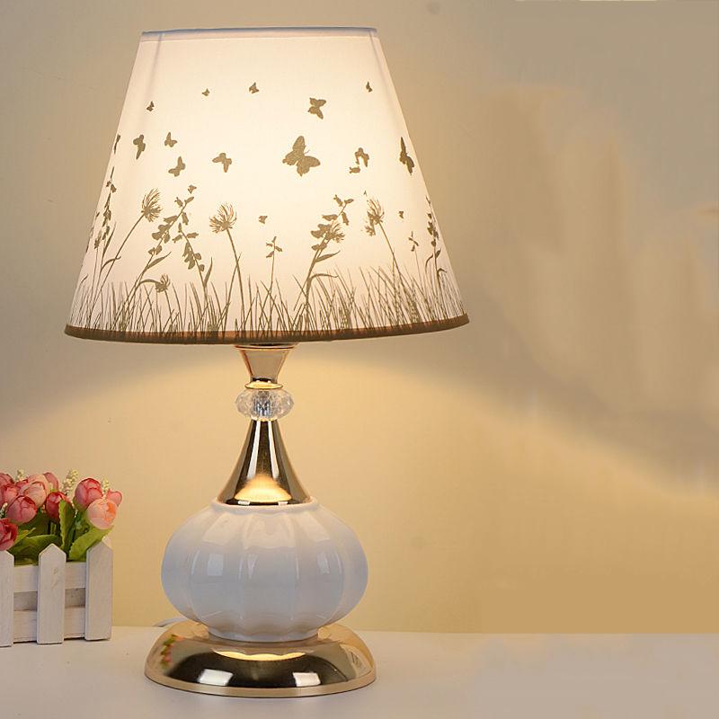 LED Table Lamps Bedroom Crystal Fabric Bedside Lamp Table Lanterns Home Decoration Indoor Lighting