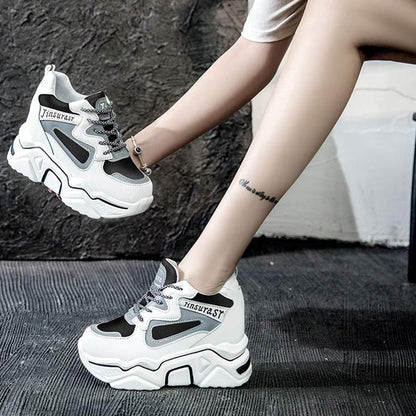 Korean Version All-match High-heeled Female Daddy Shoes Casual Super Fire Thick-soled Increased Sneakers