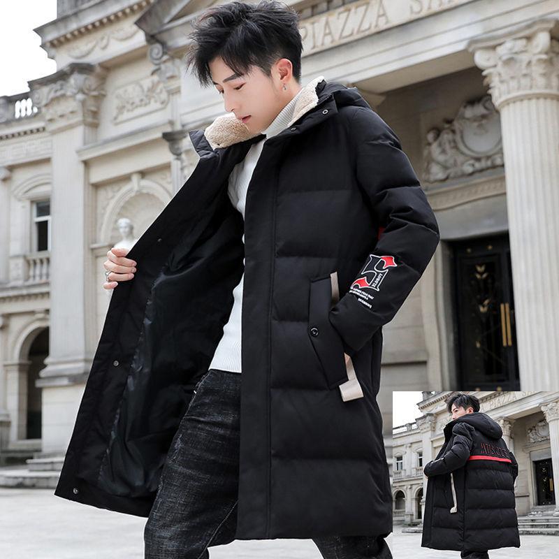 Down Padded Jacket Men's Warm Big Fur Collar Padded Jacket Youth Loose Thick Trend Mid-length Winter Clothes