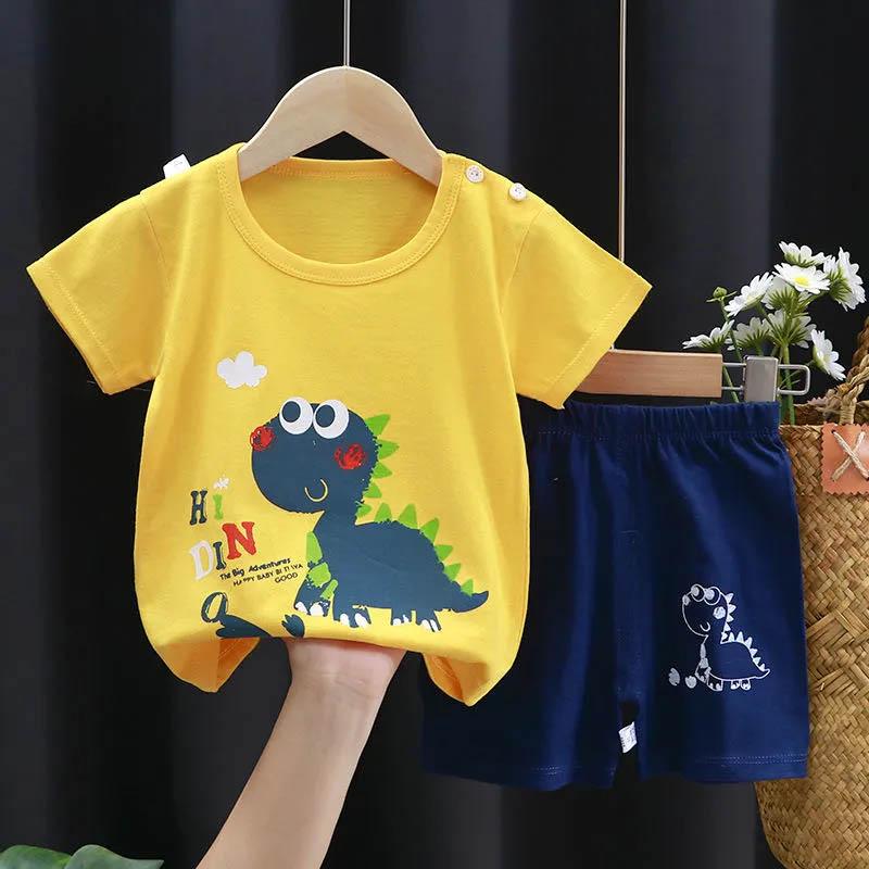 Children's Short-sleeved Suit Cotton Baby Clothes Boy Shorts Half-sleeve 0-7 Years Old Baby T-shirt Summer Children's Clothing