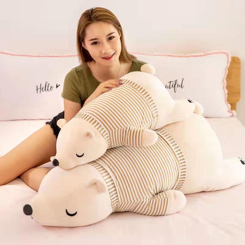 Polar Bear Plush Toys Long Pillow Stuffed Doll Girls Soft Goddess Festival Toys