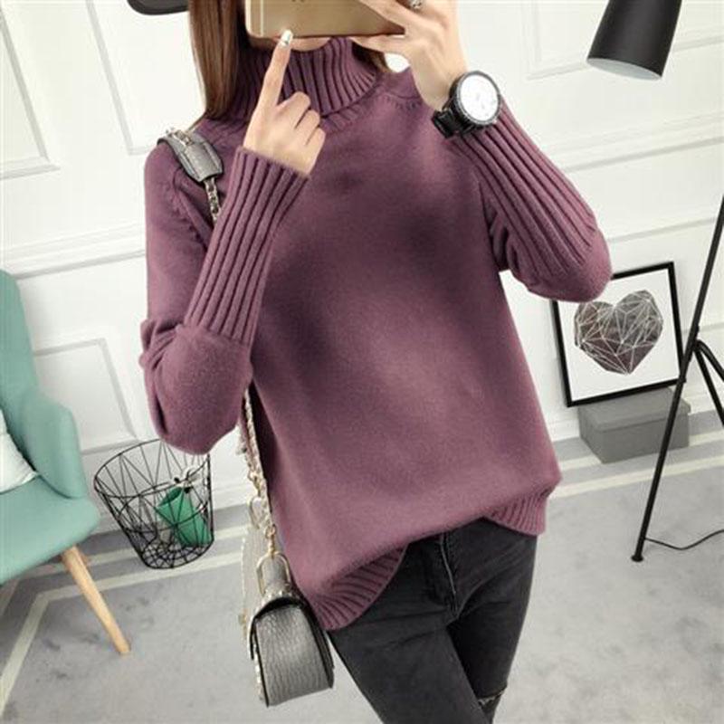 Warm Sweater High Neck Sweater Female Loose Long Sleeve Sweater Autumn and Winter Thickening