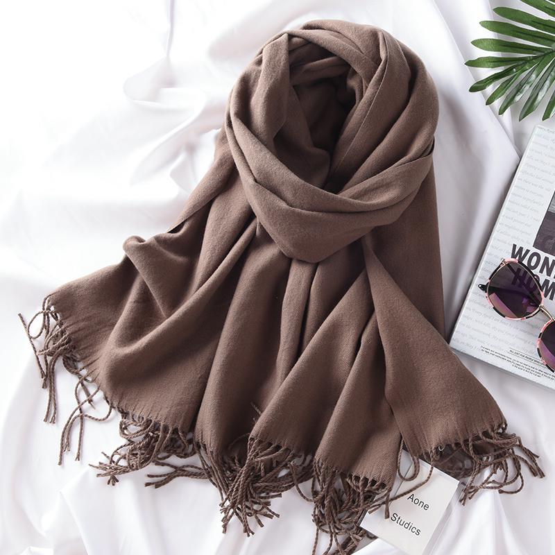 Scarves Ladies Autumn and Winter Fashion Cashmere Scarf Shawl Wild Tassel Solid Color Warm Headscarf