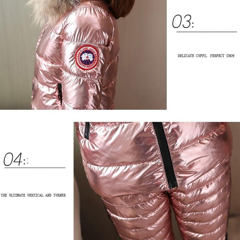 2pcs/set Winter Parka Set Women Short Hooded Shiny Jacket + Cotton Pant Two-piece Set  Warm Coat  Outwear