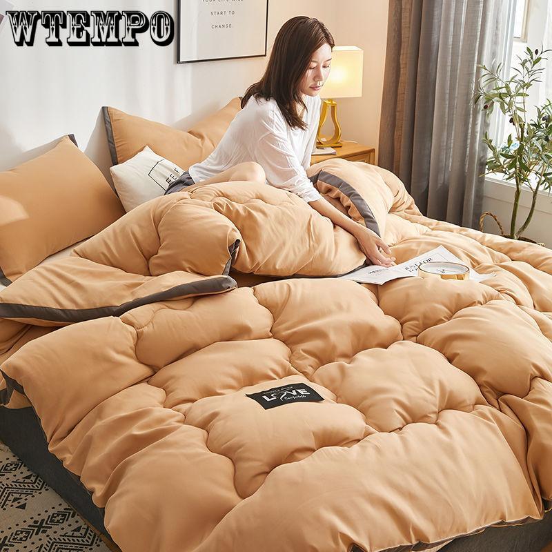 Winter Quilt Solid Color Thickened Washed Quilt Core Three-dimensional Warm Winter Quilt Quilt Double Bedding Bed Linings