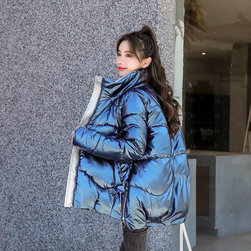 Disposable Bright Face Short Cotton-padded Jacket Women's Winter Loose Cotton-padded Jacket Casual Stand-collar Padded Jacket