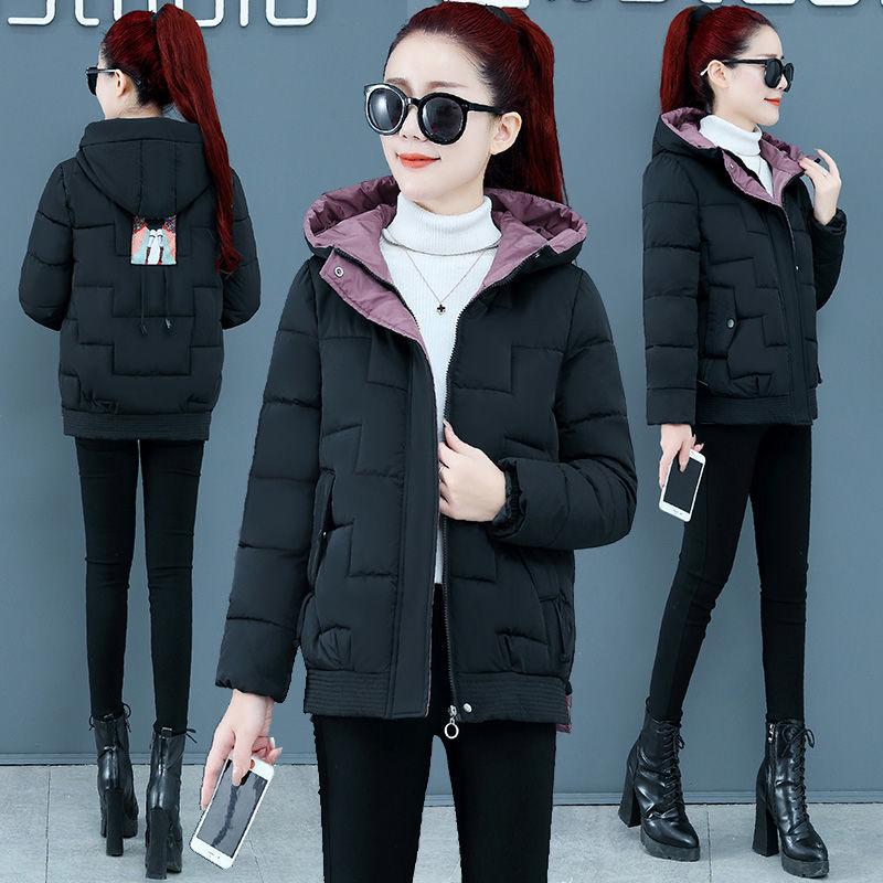 Short Hooded Down Padded Jacket Winter Women's Padded Jacket Cotton-padded Jacket Loose and Thick Warm Jacket Wild and Simple