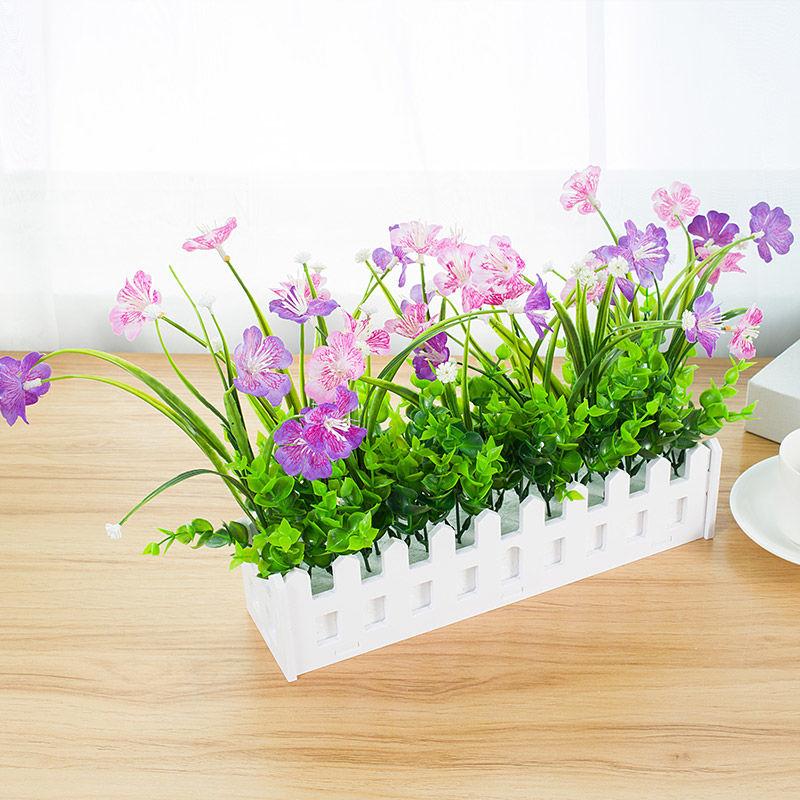 Simulation Fake Flower  Hanging Flower Basket Simulation Green Grass Small Potted Ornaments Plastic Flower Fence Floral Set Wall