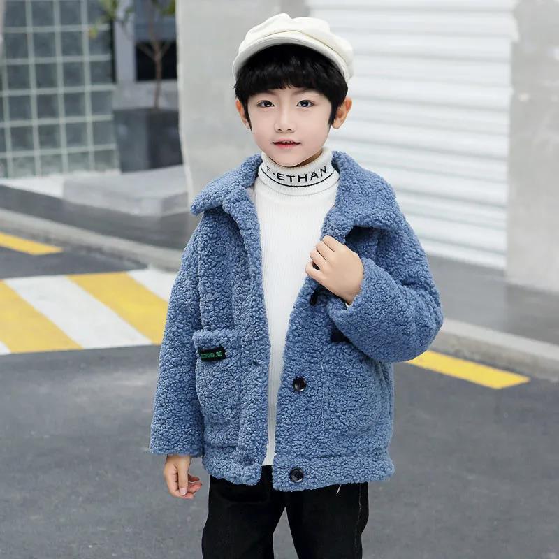 Boys' Lamb Velvet Jacket Western Style and Cotton Wool Sweater Children's Clothing In Autumn and Winter Korean Style Trendy Jackets