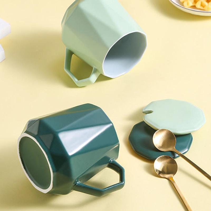 Mug with Lid Spoon Cup Ceramic Simple Nordic Ins Creative Household Personality Male and Female Students Trend Water Cup