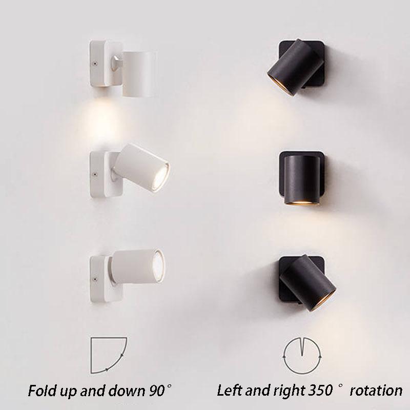 Bedside LED wall lamp bedroom simple study staircase living room reading rotating wall spotlight