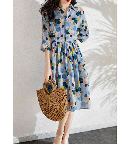 Mid-length Dress Slim Slim All-match Large-size Skirt Long Skirt Retro Wave Dot Elegant A-line Skirt Summer Style Beach Skirt