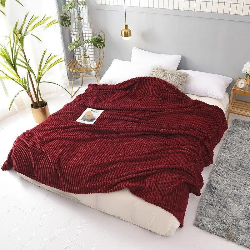 Winter Milk Fleece Blanket Bedroom Solid Color Flannel Blanket Quilt Nap Leisure Blanket Towel Blanket Single Double Blanket