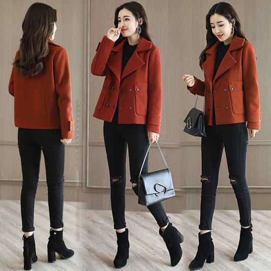 Long Sleeve Warm Jacket Large size Woolen coat Autumn Winter Large Size Woman's clothing