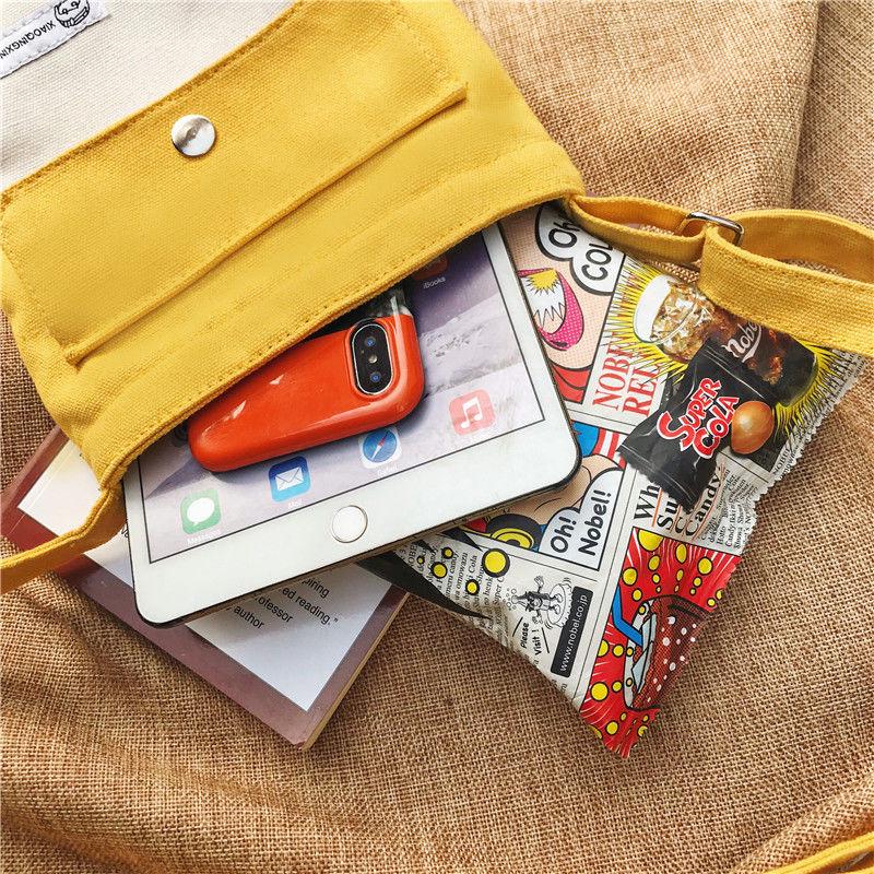 Small Bag Slanting Female Fashion colorful Shoulder Bag Canvas bag Phone Coin Wallet