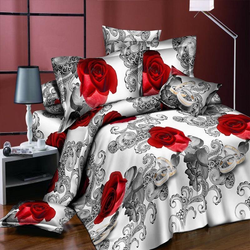 Duvet Cover Set 3D Oil Painting Bed In A Bag 4pcs Bedding Sets Flat Bed Sheet Comforter Duvet